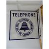 Image 1 : BELL TELEPHONE PORC FLANGE 18" X 18" - PORC LOSS AT HANGER HOLES & EDGE WEAR LOCATION: LOWER LEFT