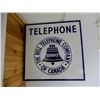 Image 2 : BELL TELEPHONE PORC FLANGE 18" X 18" - PORC LOSS AT HANGER HOLES & EDGE WEAR LOCATION: LOWER LEFT