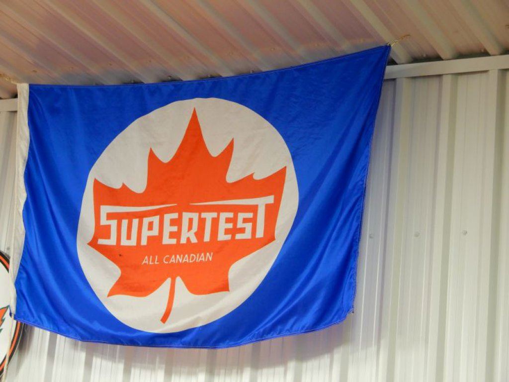 Small Super Test Sign GROUP OF 3 NYLON FLAGS & 2 SMALL SUPERTEST SIGNS SIGNS - MASONITE ...