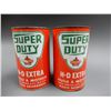 Image 2 : LOT OF 2 SUPERTEST SUPER  DUTY IMP.  QT. OIL CANS BILINGUAL - ONE NO TOP- SOME WEAR LOCATION: SUPERT