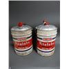 Image 1 : LOT OF 2 RELIANCE VITALUBE 5 IMP GAL CANS CORRECT CAPS - SURFACE RUST LOCATION: LOWER RIGHT