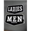 Image 2 : SUPERTEST LADIES & MEN D/S PLASTIC WASHROOM SIGNS GOOD CONDITION- 13" X 7 3/4" LOCATION: LOWER RIGHT
