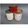 Image 1 : LOT OF 3 RED INDIAN CANS 2 FULL QT CANS OF BLACK PAINT WITH PAPER LABELS -  VESTA CUP GREASE CAN LOC