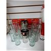 Image 2 : LOT OF COCA-COLA COLLECTIBLES 14 GLASSES VARIOUS SIZES- CERAMIC DISPENSER- SODA  FOUNTAIN LAMP- 2 TI