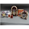 Image 1 : GROUPING OF 4 REPLICA  JUKEBOX COLLECTIBLES MINI JUKEBOX /RADIO/BOX - BACK TO THE OLDIES/ BOX-  HALM