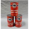 Image 2 : 3 FINA  HEAVY DUTY IMP. QT. FIBRE OIL CANS 2 FULL- EMBOSSED TOPS - GOOD CONDITION LOCATION: UPPER RI
