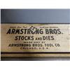 Image 2 : ARMSTRONG BROS. PIPE THREADER KIT WITH DYES ORIGINAL WOODEN CASE- DYES IN ORIGINAL BOXES- 19"  X 5" 