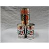 Image 1 : 3 B/A PEERLESS HEAVY DUTY  IMP. QT. OIL CANS ONE IS FULL- EMOBSSED TOPS- SOME WEAR LOCATION: UPPER R