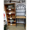 Image 1 : 2 DISPLAY CABINETS WOOD ADJUSTABLE 5 SHELF- 30" X 12" X 72" - 4 SHELF  METAL BAKERS RACK - 28" X 19"