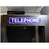 Image 2 : VINTAGE WOODEN TELEPHONE BOOTH TIN INTERIOR - LIGHTS UP - METAL 25 CENT TELEPHONE  - EXTERIOR LIGHT 