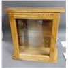 Image 1 : 3 SHELF OAK DISPLAY CABINET 22" X 20" X 9" LOCATION: LOWER BACKROOM