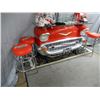 Image 2 : 1957 CHEVROLET FRONT BAR SET BY YAB DESIGN - 4 COCA-COLA STOOLS - SHELF  CONTENTS NOT INCLUDED LOCAT
