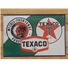 Image 1 : McCOLL-FRONTENAC/ TEXACO FRAMED CLOTH ADVERTISMENT 24" X 36" - LEFT SIDE OF FRAME IS MISSING LOCATIO