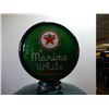 Image 7 : TEXACO MARINE WHITE GAS PUMP PROFESSIONALLY RESTORED - METAL BODY GLOBE - GLASS 13 1/2" LENSES - BRA