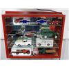 Image 1 : CHEVY 4 SHELF WALL CABINET 24" X 21" X 5 1/2  WITH CONTENTS - ERTL COIN BANK  - FRANKLIN MINT - ERTL