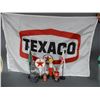 Image 1 : GROUPING OF TEXACO COLLECTIBLES FLAG - 44" X 30" - OILERS- DOOR STOP- SMALL FLAGS LOCATION: LOWER RI
