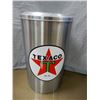 Image 1 : GARBAGE CAN- STAINLESS STEEL - RESTORED TEXACO WITH RINGED LID- 25" X 15" LOCATION: LOWER RIGHT