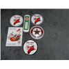 LOT OF 6 TEXACO SST SIGNS - REPRO THERMOMETER- ROUND EMBOSSED- FIRE CHIEF LOCATION: LOWER RIGHT