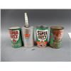 Image 2 : GROUP OF 4 SUPERTEST CANS 3 SUPER DUTY, 2 WIUTH NO TOPS - MOTOR OIL FIBRE  CANS WITH SPOUT - BILINGU