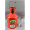Image 1 : LOT OF 2 OIL COLLECTIBLES 5 GALLON ELLISCO SERAPHIN WITH TEST MEASURE - QT  OIL BOTTLE - BOTH RESTOR