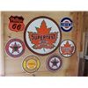 Image 1 : GROUP OF GASOLINE COLLECTIBLES MASONITE SUPERTEST SIGN - PORC SUPERTEST PUMP  PLATE - 2 TEXACO SIGNS