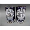 Image 1 : LOT OF 2 SILVER SHELL IMP. QT. CANS DENTING & SURFACE RUST - ONE NO TOP LOCATION: LOWER LEFT