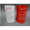 Image 2 : LOT OF 2 SHELL X-100 IMP. QT. CANS BILINGUAL-  BOTH NO TOP- GOOD CONDITION LOCATION: LOWER LEFT