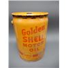 Image 2 : 1938 GOLDEN SHELL 5 IMP. GAL. CAN CORRECT LID & CAPS -  EMBOSSED BOTTOM - SURFACE  RUST & DENTING LO