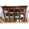 Image 1 : 3 SHELF MAHOGONY TOPPER BEVILLED GLASS- 61 1/2" X 17 1/2" X 48 1/4" -  CONTENTS NOT INCLUDED LOCATIO