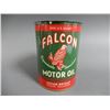 Image 1 : FALCON U.S. QT. MOTOR OIL CAN NO TOP- ROLLED RIM- GOOD GRAPHICS LOCATION: LOWER BACKROOM