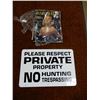 Image 1 : LOT OF 2 COLLECTIBLES - PRIVATE PROPERTY, NO HUNTING OR TRESPASSING S/S METAL SIGN - 12"X 18" - 1955