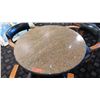 Image 2 : Granite Round Table (24" dia, 28.5" H) w/3 Mid-Century Wood Chairs, Upholstered (granite chipped)