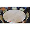 Image 2 : Marble White Round Table (54" dia) w/7 Textured Green Threadback Chairs, Padded Seats
