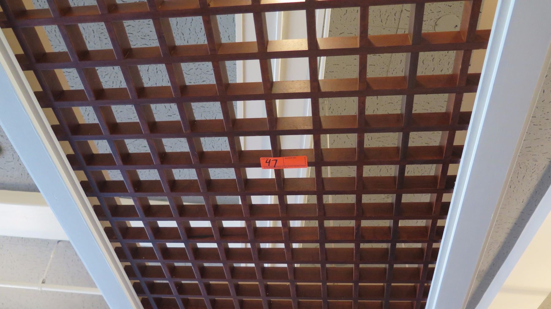Rectangular Wooden Grid-Pattern Ceiling Panels w/White Trim (grid ...