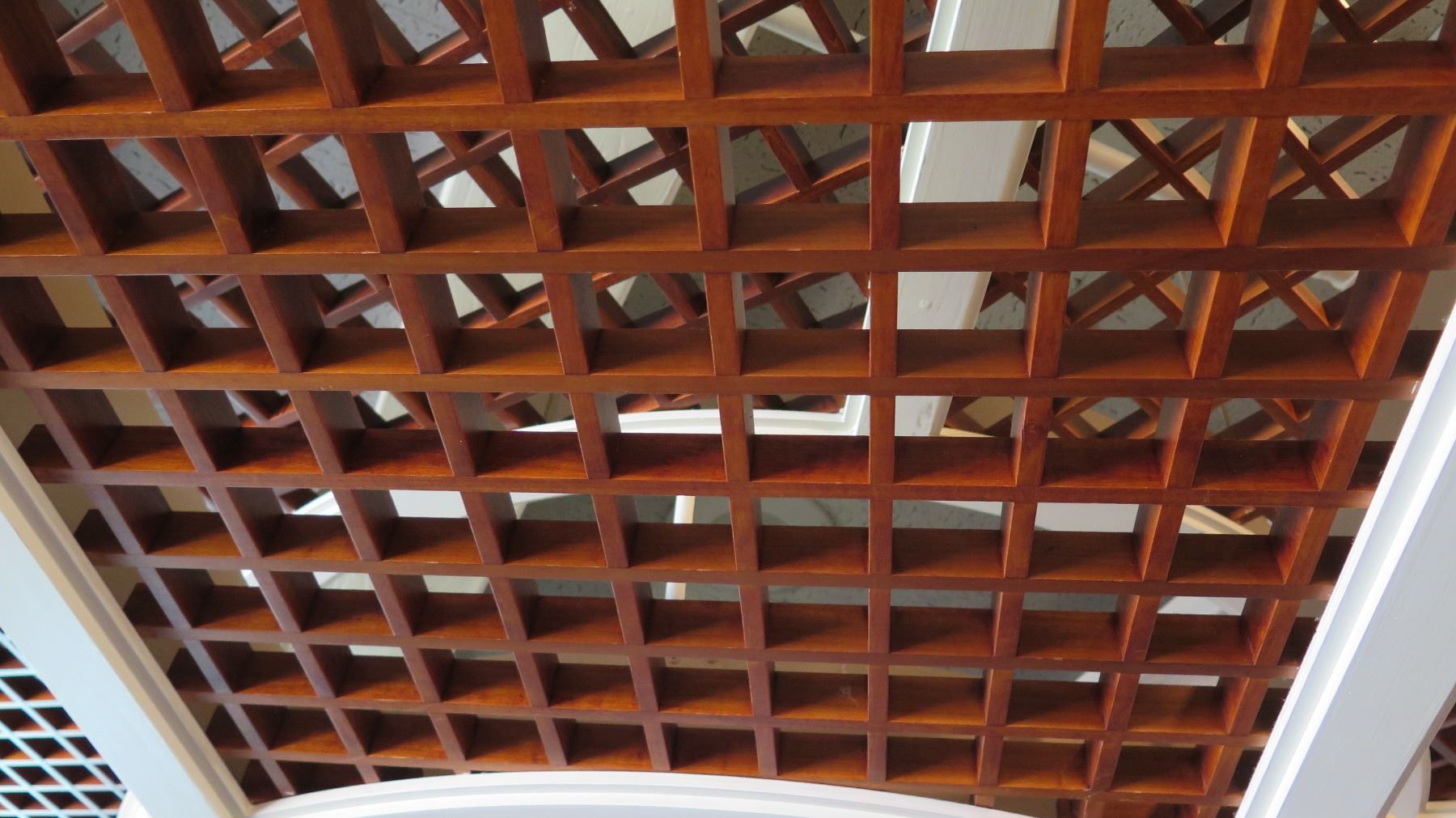 Rectangular Wooden Grid-Pattern Ceiling Panels w/White Trim (grid ...