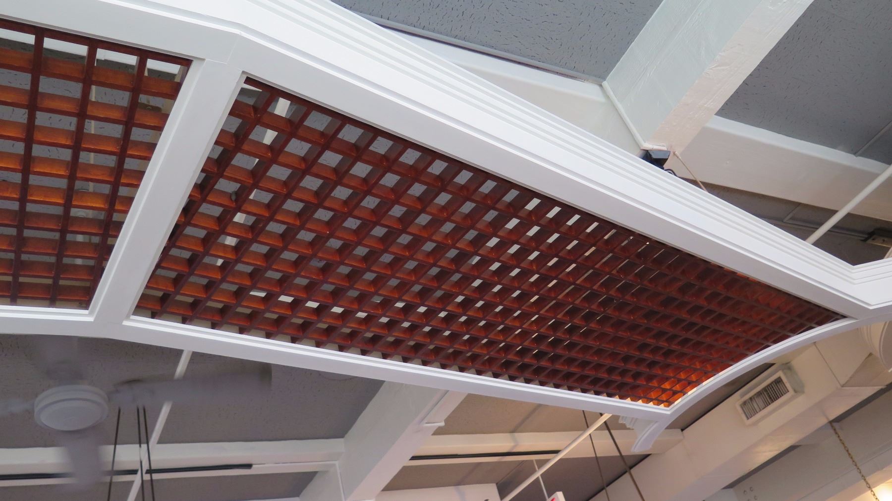 Rectangular Wooden Grid-Pattern Ceiling Panels w/White Trim (grid ...