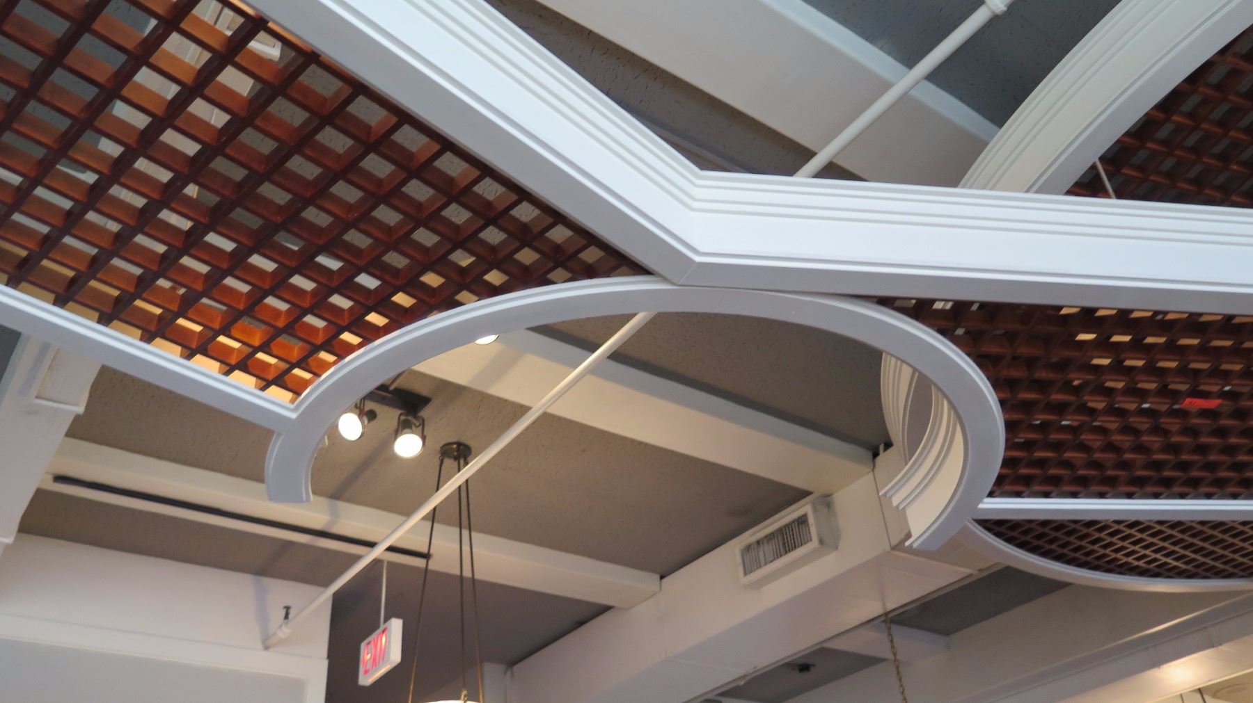 Rectangular Wooden Grid-Pattern Ceiling Panels w/White Trim (grid ...