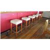 Image 1 : Qty 5 Wooden Bar Stools w/Upholstered Seats