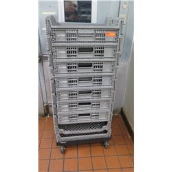 Qty 9 La Tour Stackable Drying Racks w/Transport Dolly - Oahu Auctions