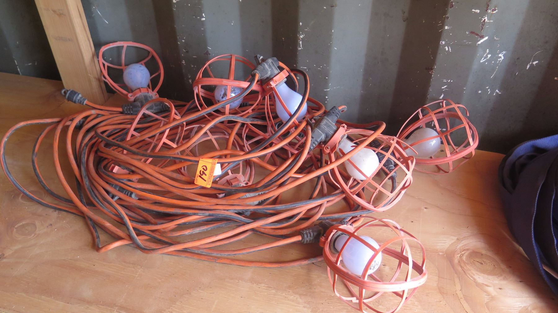Plastic-Cage Utility String Lights - Orange Cabling