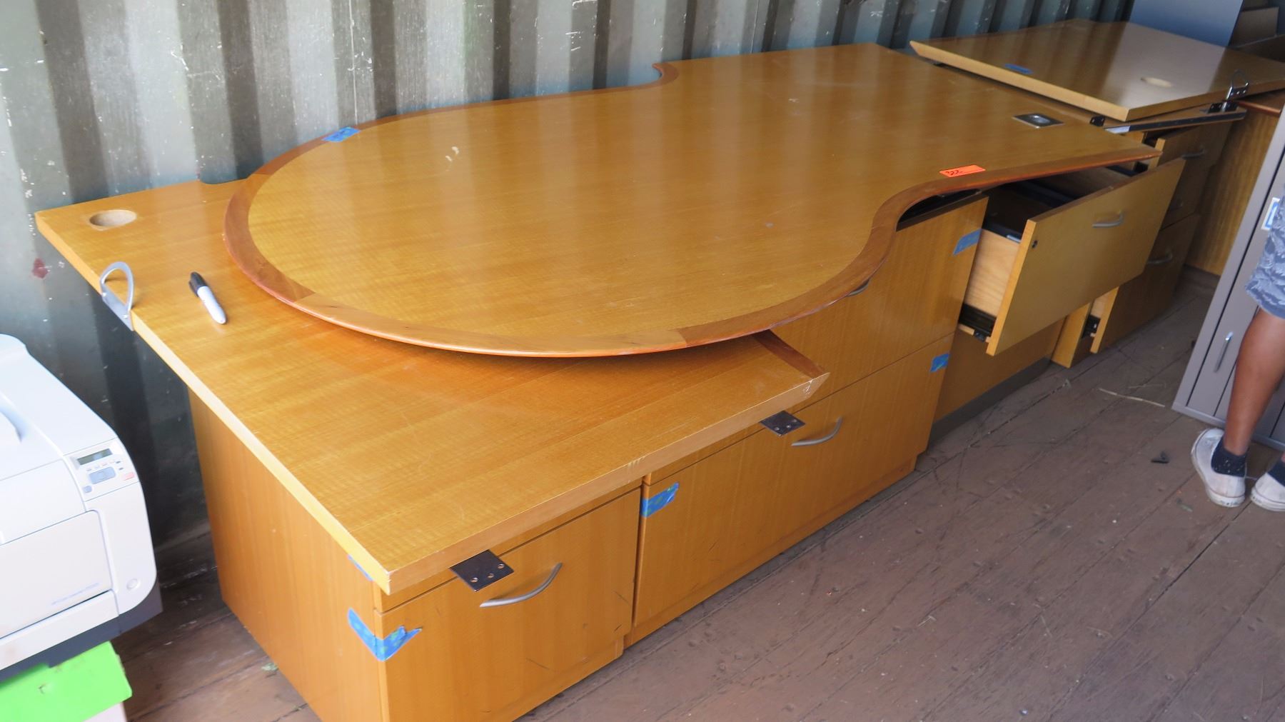 Modular Wood Desk System w/Matching 5-Drawer File Cabinet & Under-Desk ...