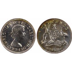 1958(m) Australian Sixpence - PCGS PR 66