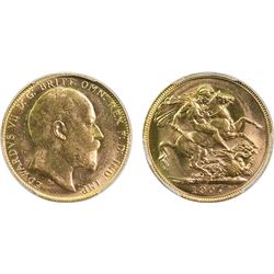 1907-P Australian Sovereign - PCGS MS 62