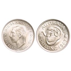 1943 Australian Shilling - PCGS MS 64