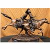 Image 1 : Wounded Bunkie Western Cowboy Bronze Sculpture on Marble Base Figurine