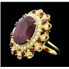 Image 2 : 14KT Yellow Gold 16.15ctw Ruby and Diamond Ring