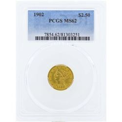 1902 $2 1/2 Liberty Head Quarter Eagle Gold Coin PCGS MS62