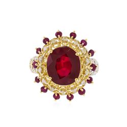 14KT Yellow Gold 10.05ctw Ruby and Diamond Ring