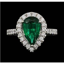 Platinum 1.90ct Emerald and Diamond Ring