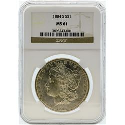 1884-S $1 Morgan Silver Dollar Coin NGC MS61